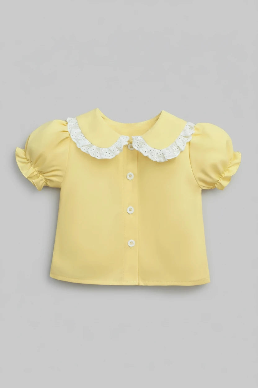 Lace Trim Peter Pan Collar Blouse - Kidnor