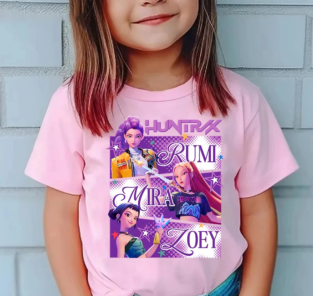 K-pop Girl Group T-Shirt - 100% Cotton Summer Tee for Kids
