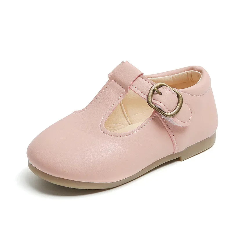 Size 15-30 Baby Toddler Girl Shoes School Children T-strap Mary Jane Flats Girls Soft Leather Shoes Pink, Black, Brown, White
