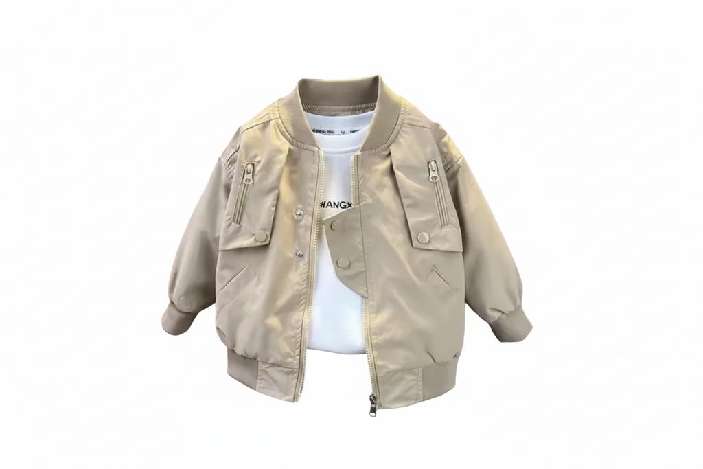 Solid Color Baseball Zipper Jacket - Kidnor