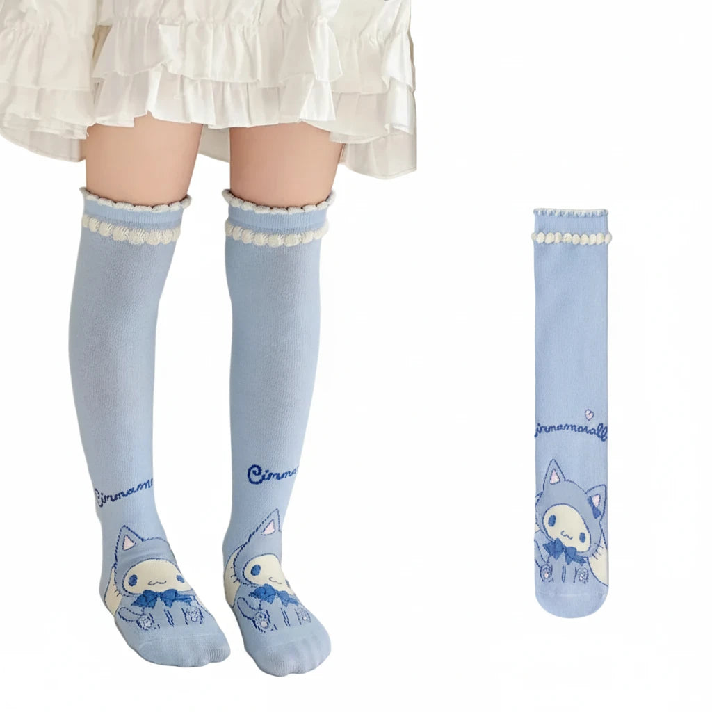 Girls Over-the-Knee Socks - Cute Cartoon Cotton Thigh High Socks