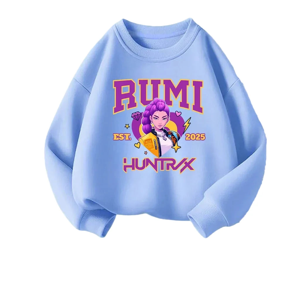 Girls' K-Pop Cartoon Sweatshirt - Long Sleeve Pullover Ages 0-10