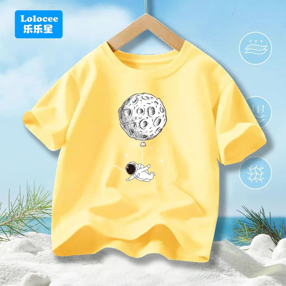 Summer Boys' T-shirt Cotton Casual Funny Astronaut - Kidnor