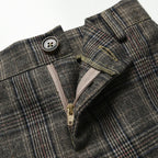 Boys Grey Plaid Pants - Cotton Casual Long Trousers (7-14 Years)