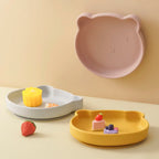 Mamaplan BPA Free Baby Silicone Dining Plate Suction Cartoon Bear Dishes Plate Toddler Feeding Sucker Bowl Training Tableware