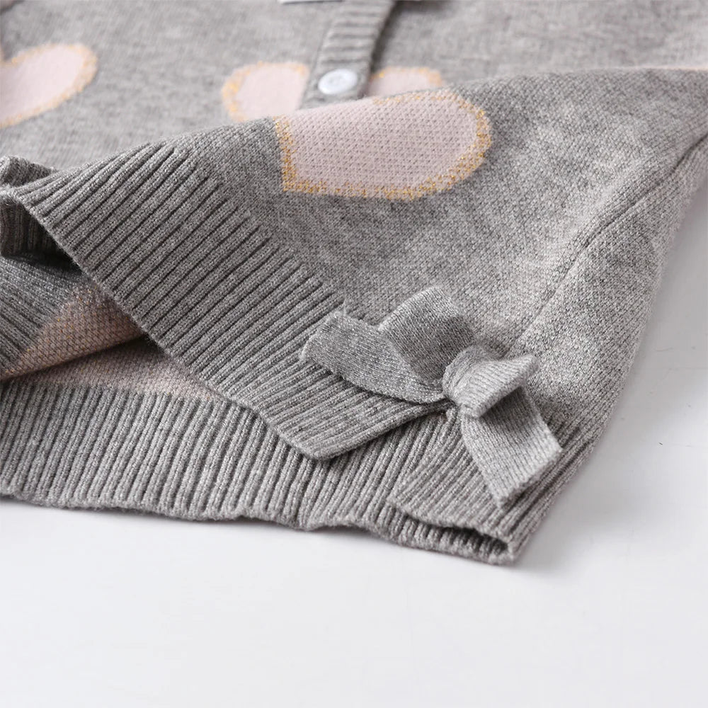 Heart Shape Knitted Cardigan Sweater - Kidnor
