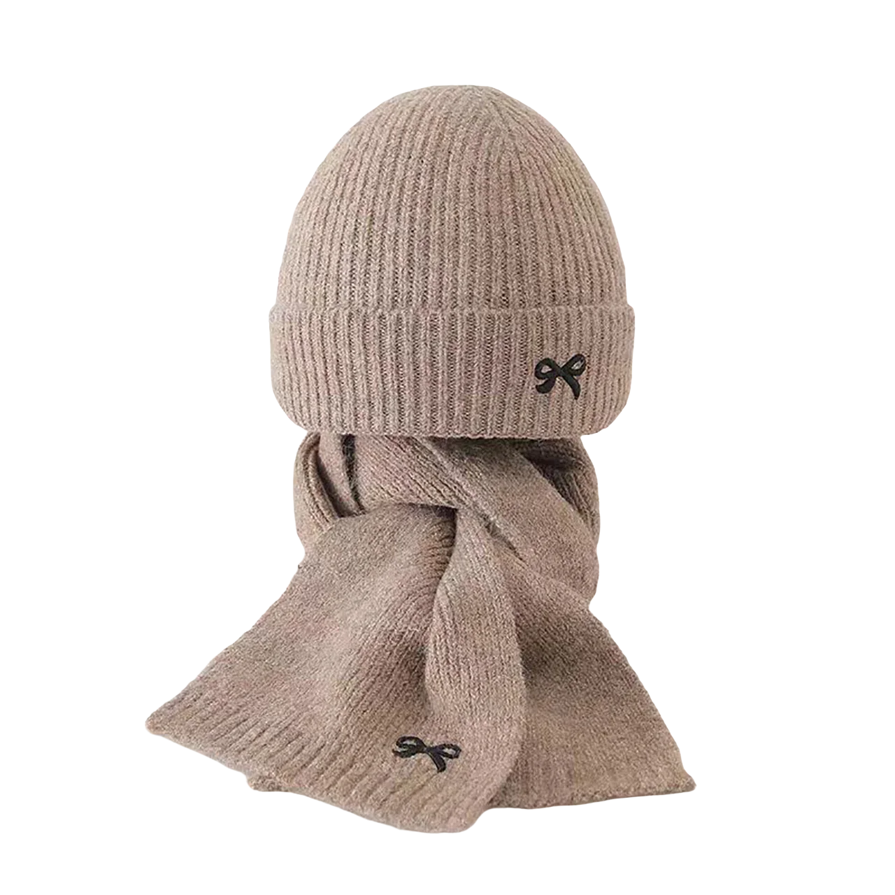 2Pcs Children Hat and Scarf Set Embroidered Bow - Kidnor