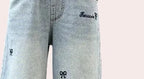 Girls' Bow Tie Wide Leg Jeans - Casual Loose Trousers for Teens
