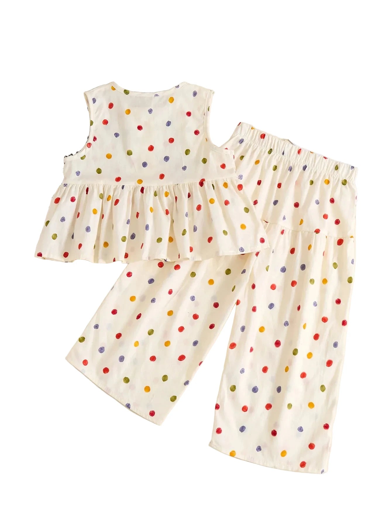 Girls' Polka Dot Blouse & Pants Set - 2-Piece Summer Outfit Ages 4-6