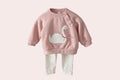 Autumn Toddler Baby Girls Outfit Swan Embroidery Long Sleeve Sweatshirt Ditsy Floral Elastic Waist Pants Spring Clothes