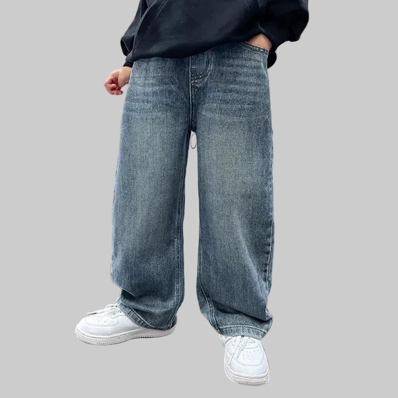 Boys Denim Jeans - Cotton Loose Fit Elastic Waist Trousers