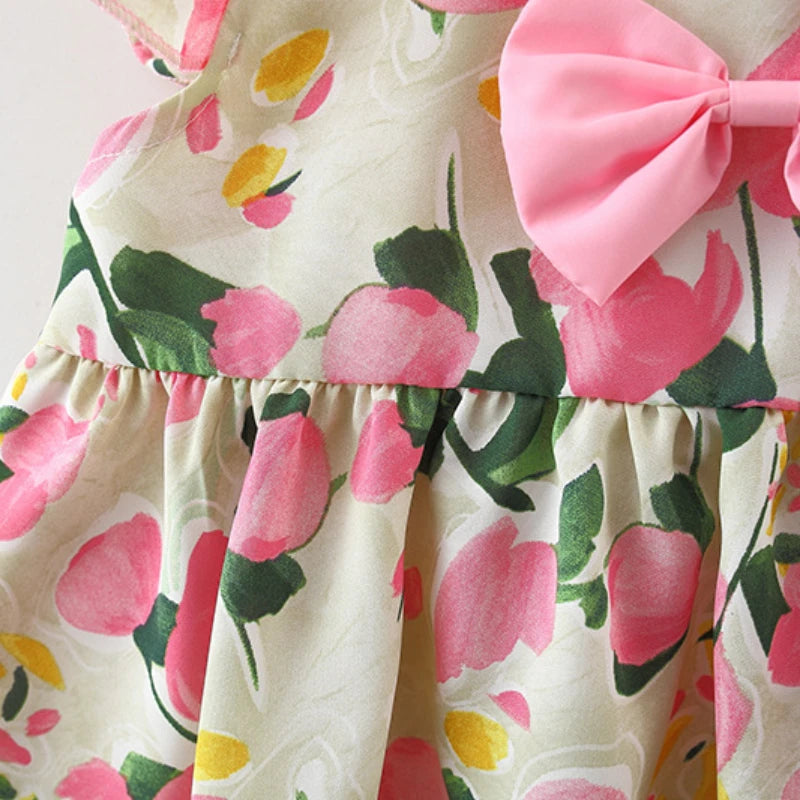 Baby Girl Floral Top & Shorts Set - Cotton Summer Outfit with Bow