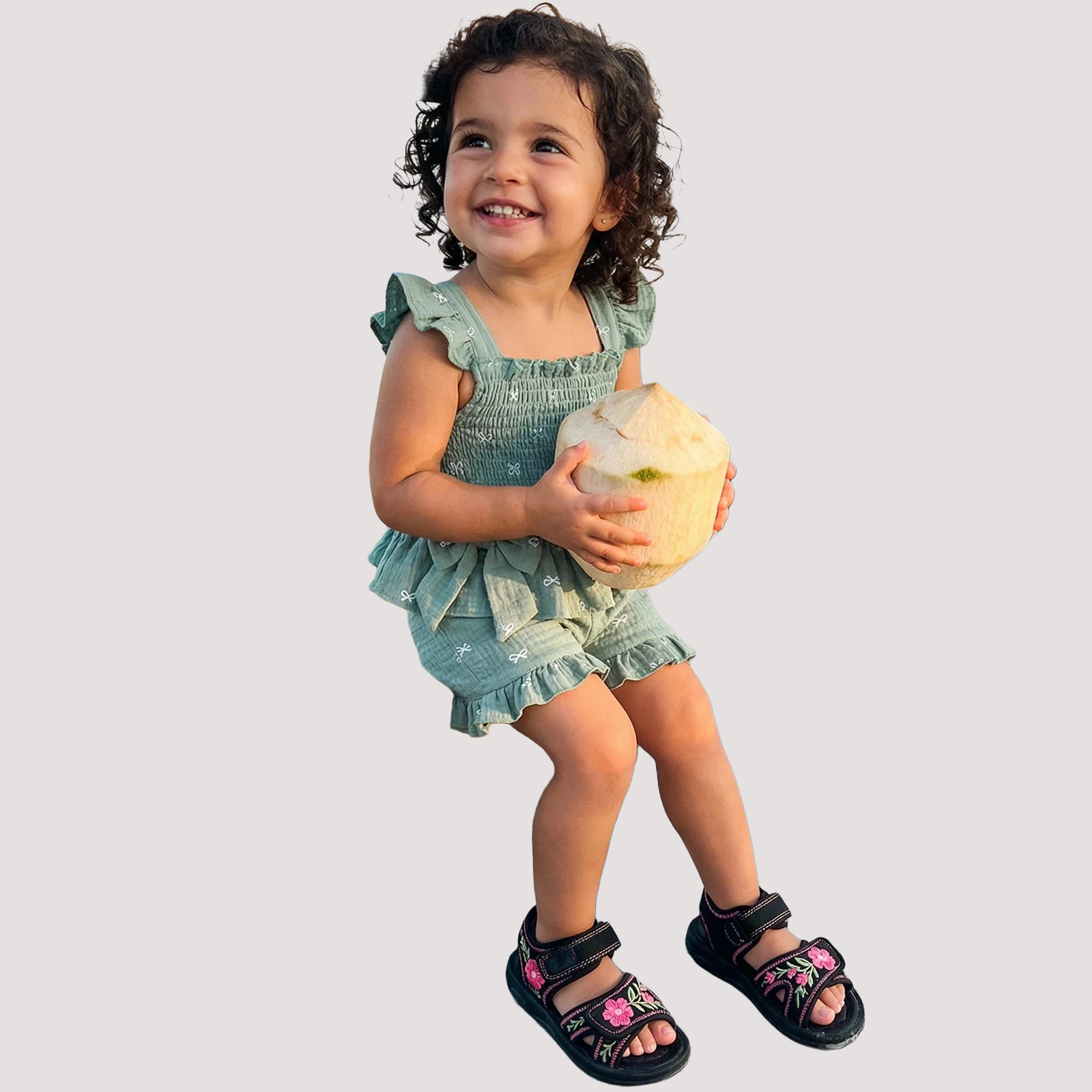 Bow Print Square Neck Top and Shorts Set - Kidnor