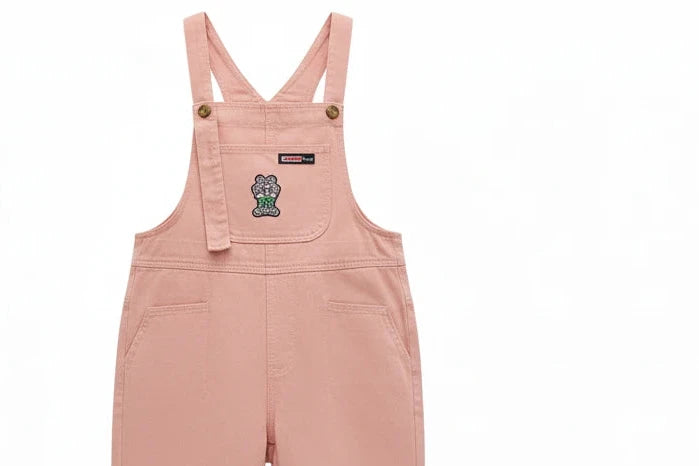 Girls Pink Wide Leg Overall Jumpsuit - Kidnor