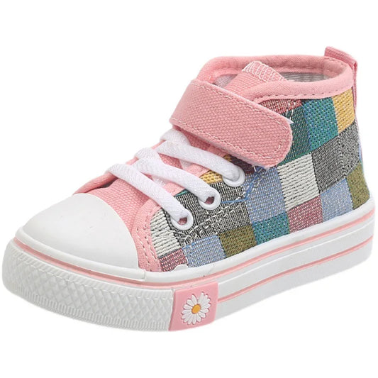 Kids High-Top Lattice Canvas Sneakers - Kidnor