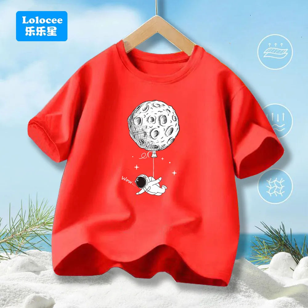 Summer Boys' T-shirt Cotton Casual Funny Astronaut - Kidnor