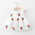 Girls Cherry Embroidered Dress - Flutter Sleeve Summer Dress