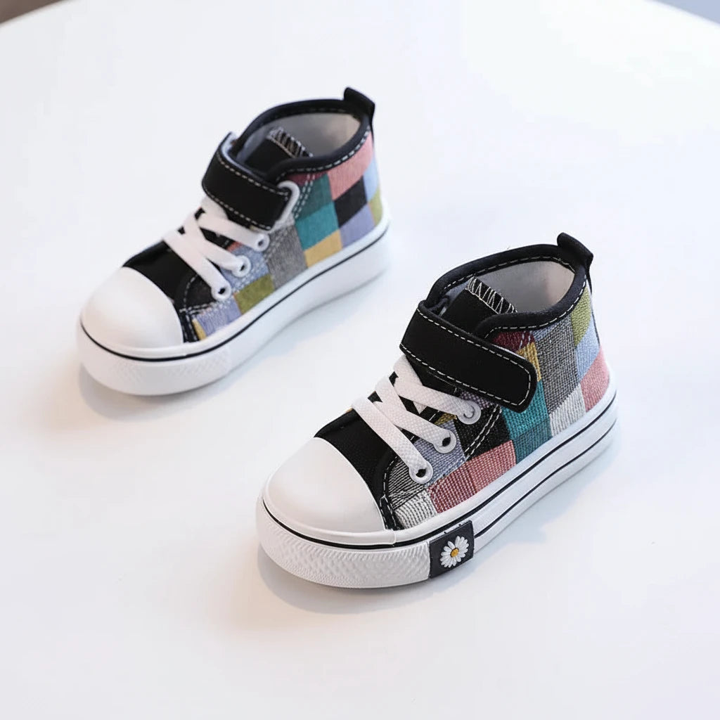Kids High-Top Lattice Canvas Sneakers - Kidnor