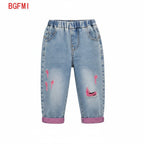 Ripped Jeans - Straight Denim Pants - Kidnor
