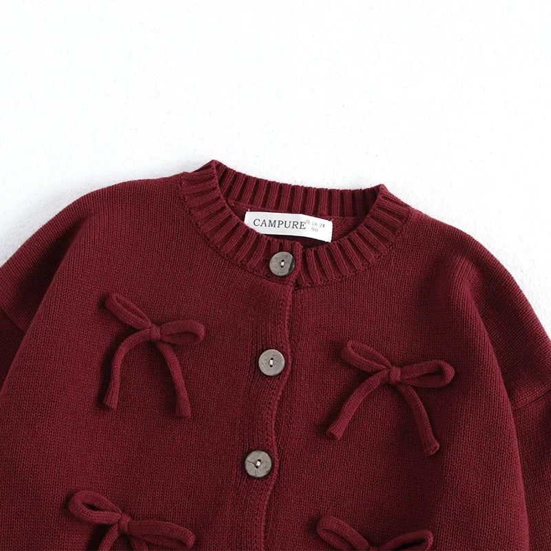 Bow Embellished Knit Cardigan - Kidnor
