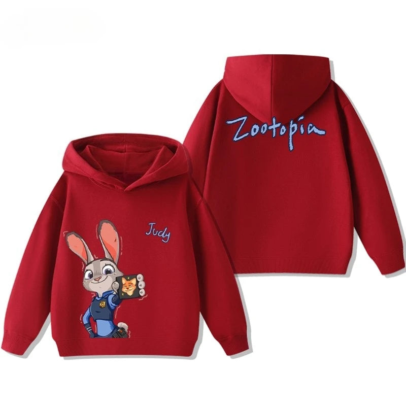Kids' Zootopia Character Hoodie - Judy & Nick Cartoon Pullover Ages 1-12