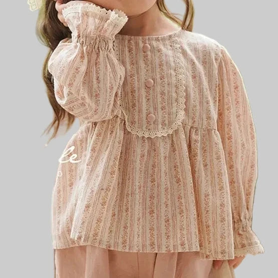 Floral Cotton Long Sleeve Blouse - Kidnor
