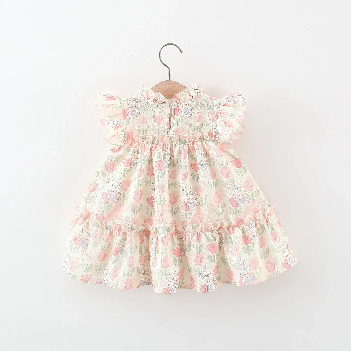 Tulip Rabbit Print Dress with Bow - Kidnor