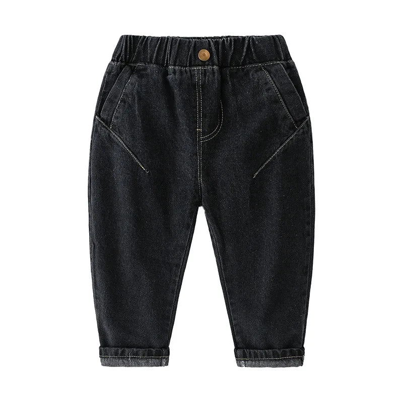 Casual Style Straight Leg Monochrome Mid Waist Childrens Pants - Kidnor