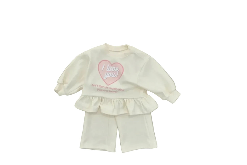 Girls Ruffle Hoodie and Wide Leg Pants Set - Kidnor
