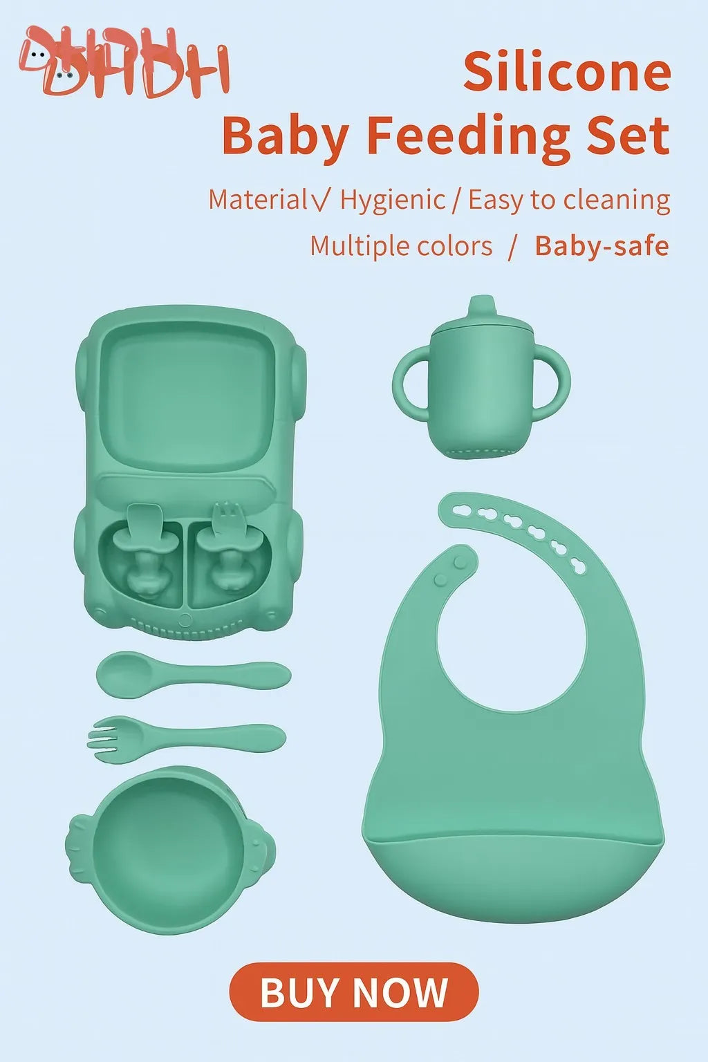 6-8-Pcs Baby Silicone Tableware Set Food-Grade Suction Bowl Plate for Toddler Feeding, Non-Toxic Complementary Food Training Kit