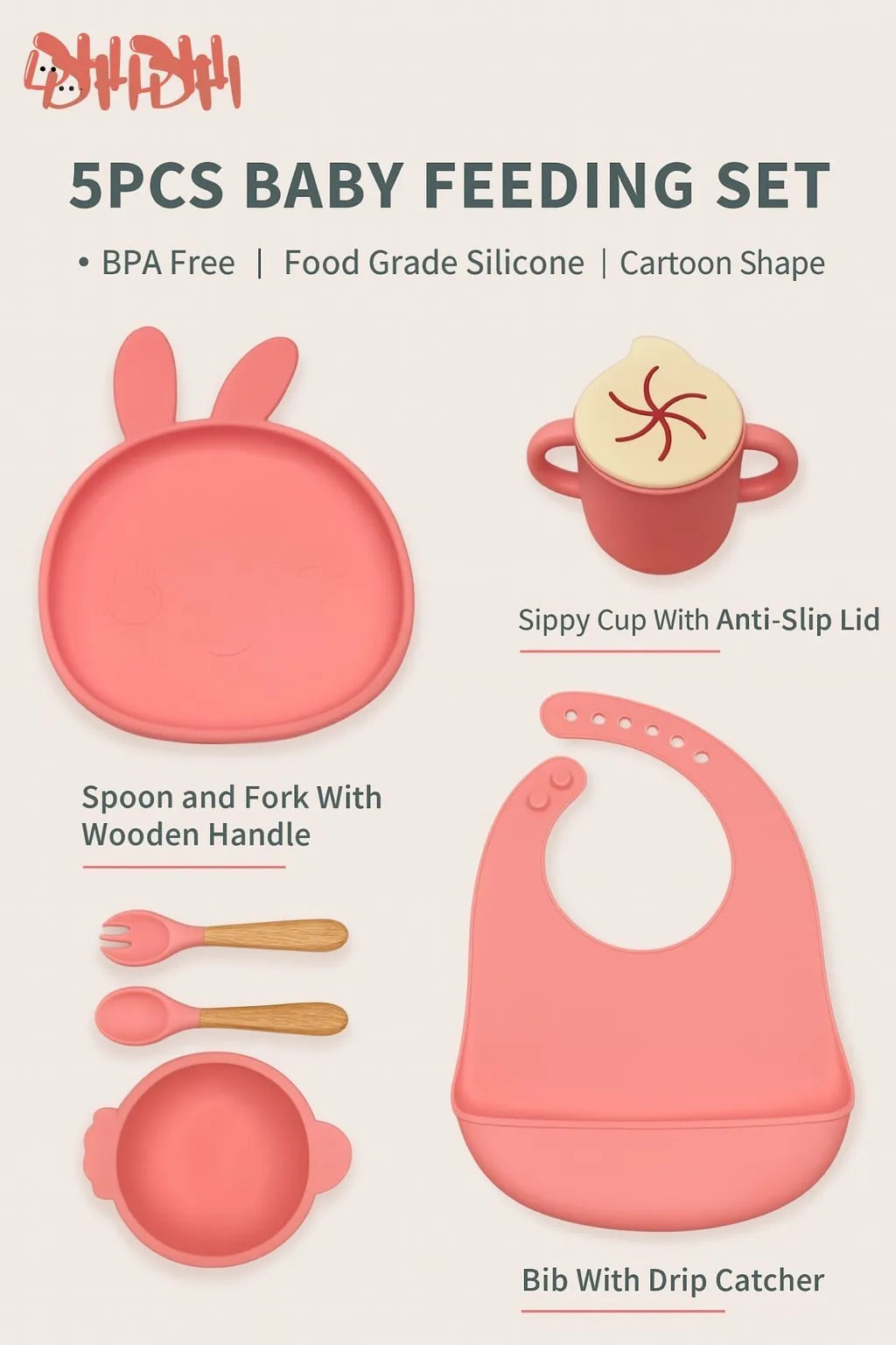 6-8-Pcs Baby Silicone Tableware Set Food-Grade Suction Bowl Plate for Toddler Feeding, Non-Toxic Complementary Food Training Kit