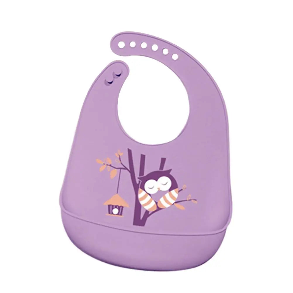 Waterproof Baby Bibs Baby Stuff Cute Cartoon Animal Printed Kids Bib Girl Boy Adjustable Soft Silicone Bib Baby Feeding Stuff