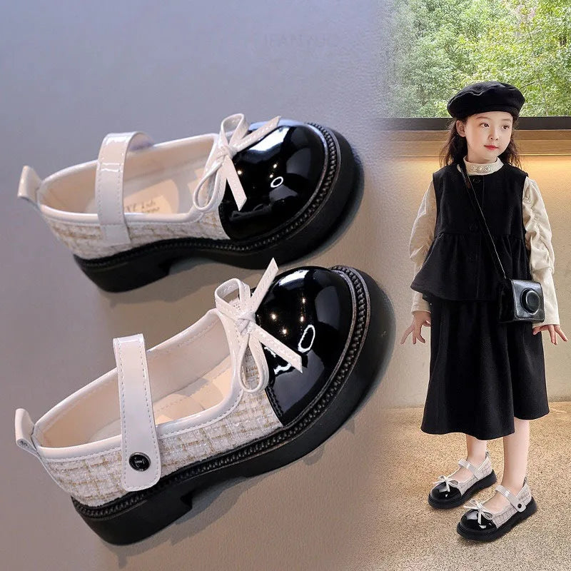 Girls Mary Jane Shoes with Bowknot - Leather Princess Shoes
