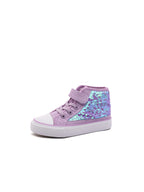Girls Purple Holographic Princess Canvas Shoes - Adjustable Strap (3-12Y)