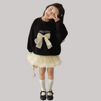 Girls' Bow Long Sleeve Round Neck T-Shirt - Kidnor