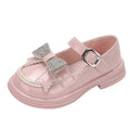 Girls Princess Mary Janes with Rhinestones & Bow - Leather Party Shoes