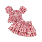 Girls' Plaid Ruffled Top & Skirt Set - 2-Piece Outfit Ages 1-5