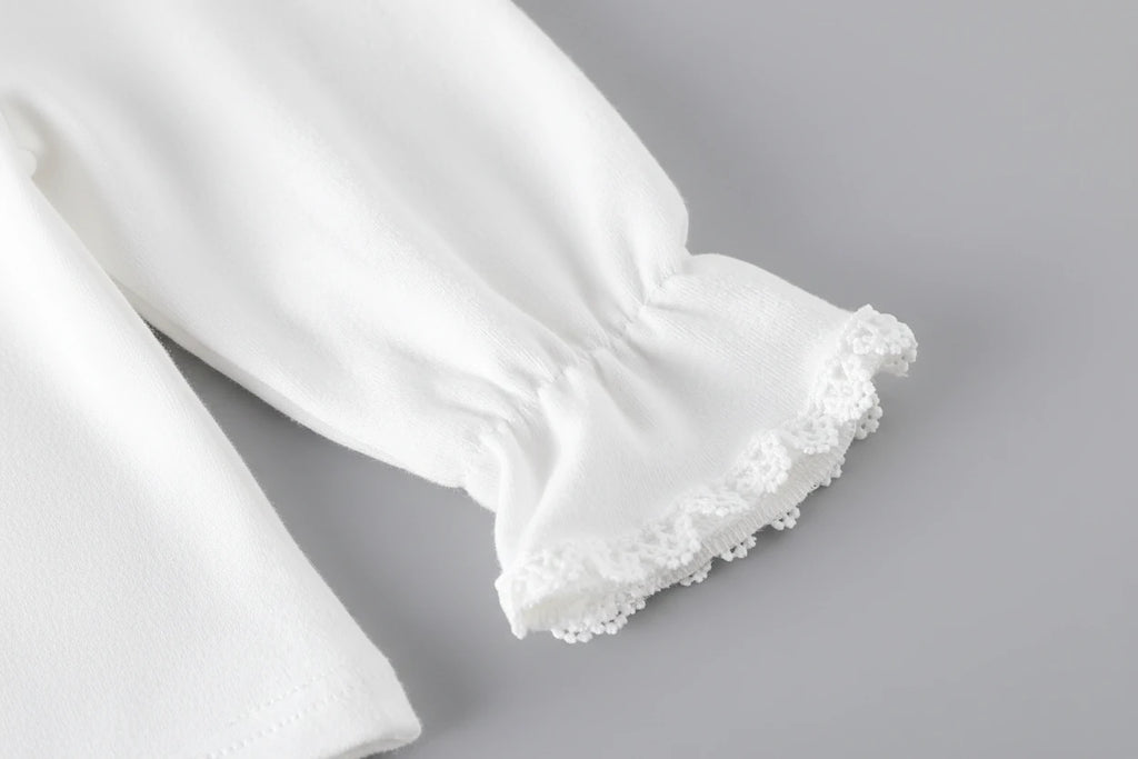 Lace Trim Long-Sleeve Shirt - Kidnor
