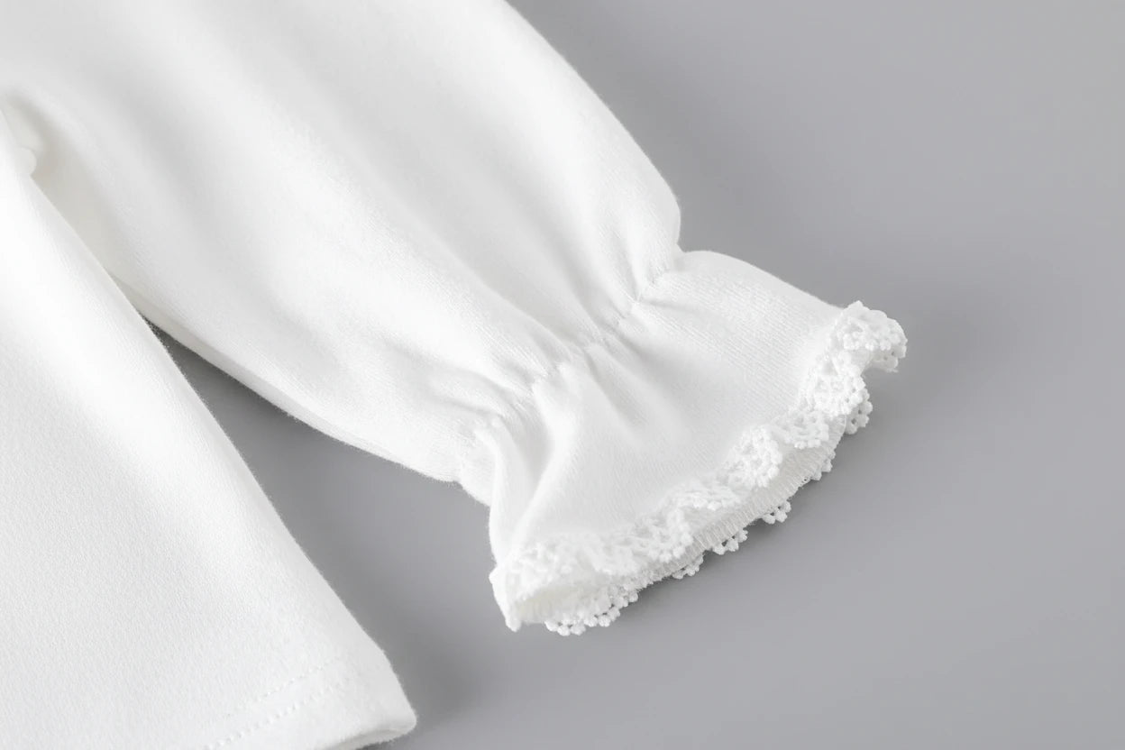 Lace Trim Long-Sleeve Shirt - Kidnor