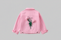 3D Flower Pink Denim Jacket - Kidnor