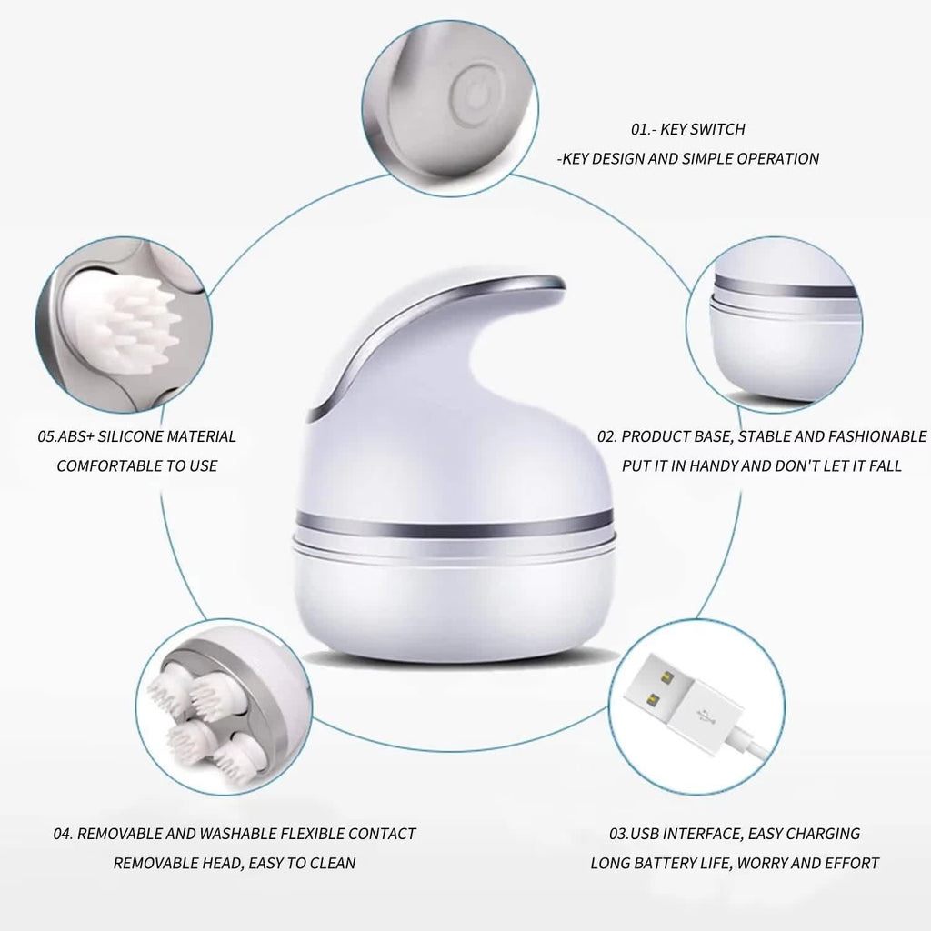 NNEDSZ White Portable 3D Electric Massage Device with Adjustable Speeds and USB Charging