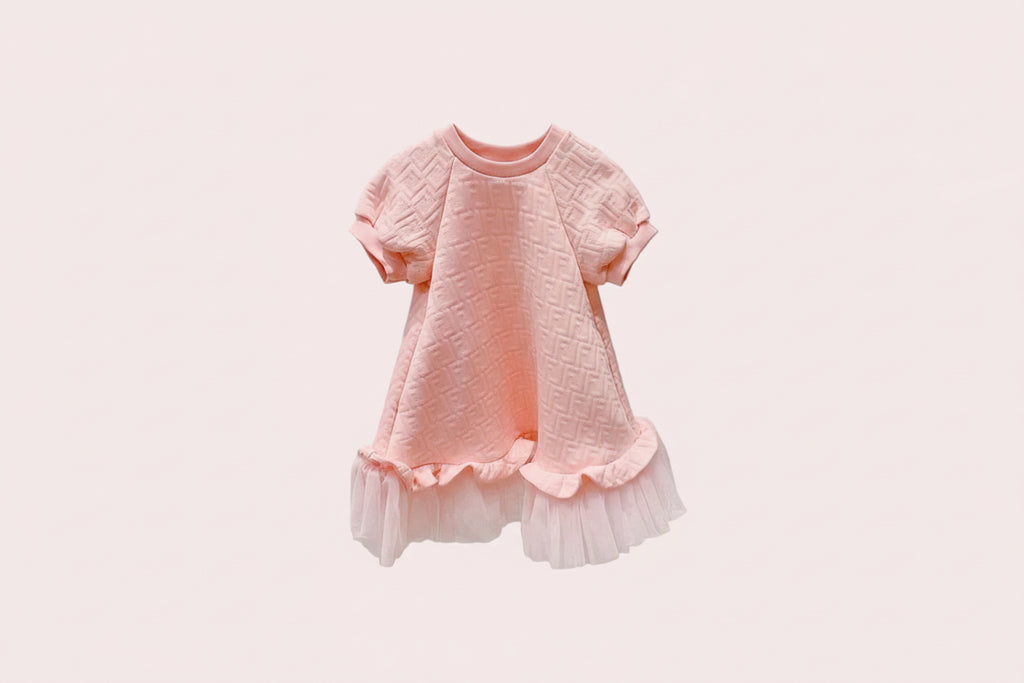 Mesh Short Sleeve Dress Princess Dress
