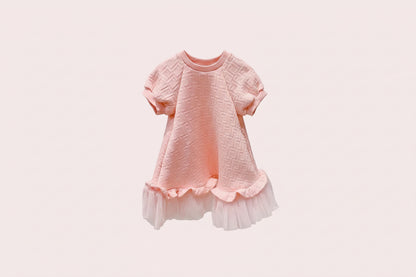 Mesh Short Sleeve Dress Princess Dress