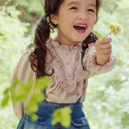 Spring Girls' Lace Collar Lace Retro Puff Sleeve Princess Shirt