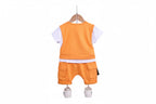 Boys' Patchwork Crewneck Short-sleeved Suit Shorts