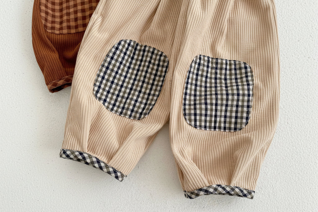 Baby Corduroy Check Pattren All-match Trousers