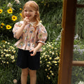 Girls' White Lapel Floral Doll Shirt