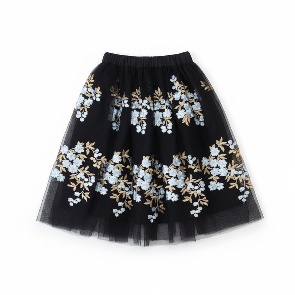 Girls Casual Mesh Floral Tutu Skirt