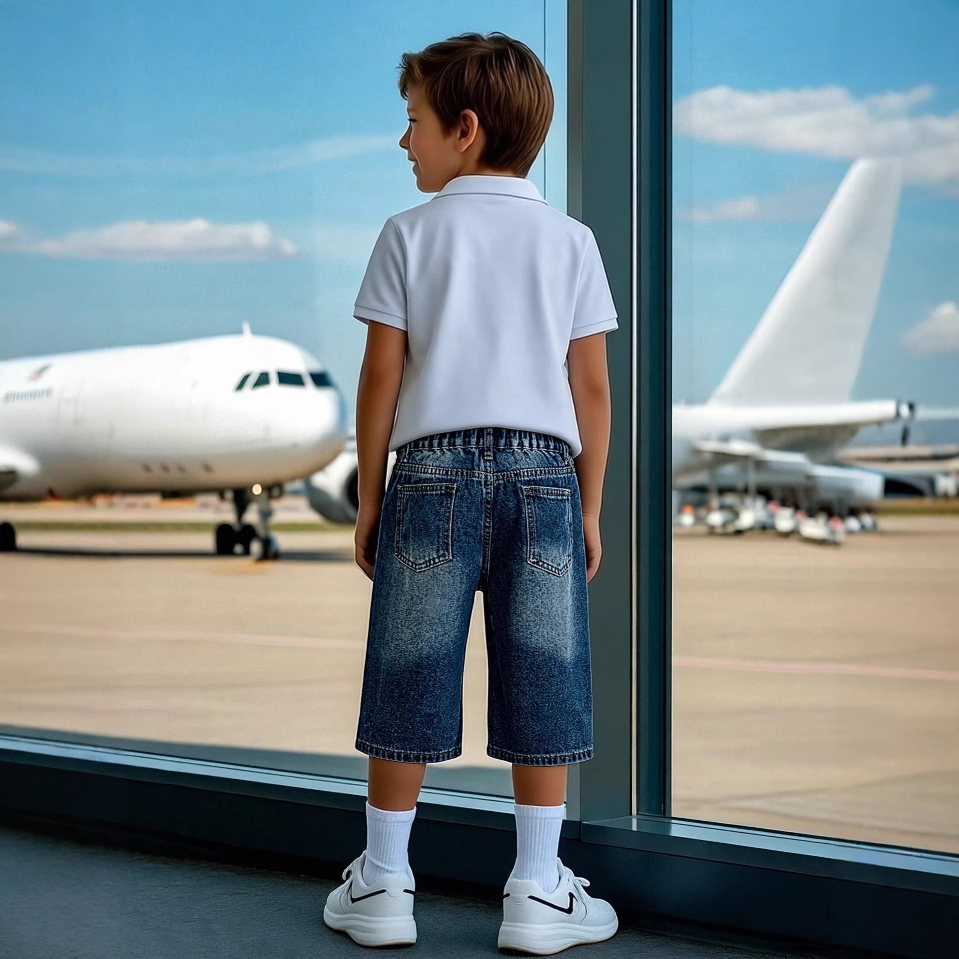 Washed Soft And Comfortable Boys Denim Shorts