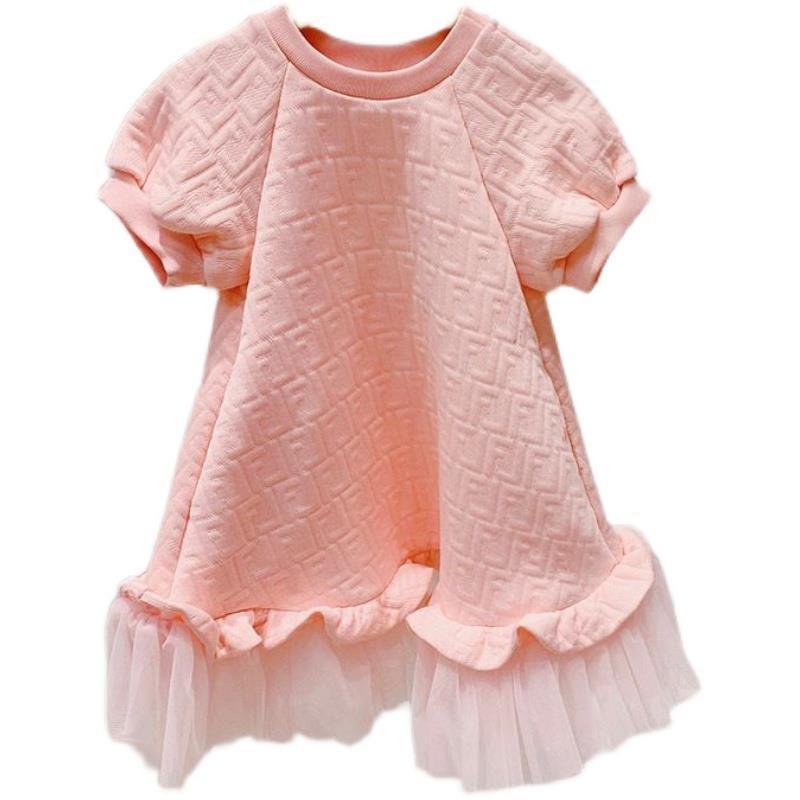Mesh Short Sleeve Dress Princess Dress